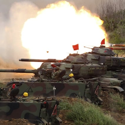 US M60A3 Patton tanks fire at targets during the annual Han Kuang exercise on Penghu Island. Taiwan wants to build up its defence industry so that it can supply its own weapons. Photo: AP