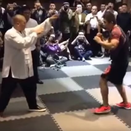 A screenshot of China MMA fighter Xu Xiaodong taking on tai chi master Wei Lei. Photos: Handout