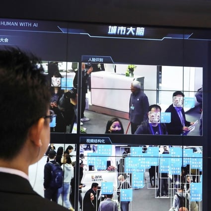 A big screen displays the Face ++, a facial recognition system from Megvil, at the Light of Internet show at Wuzhen, Zhejiang province, on November 6, 2018. Photo: SCMP/Simon Song