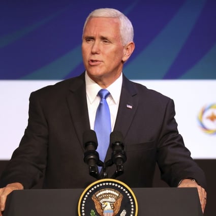 US Vice-President Mike Pence speaks on the sidelines of the Apec summit in Port Moresby, Papua New Guinea, on Saturday. Photo: AP