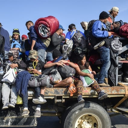 Central American migrants – mostly Honduran – in a caravan heading to the United States on November 11. Picture: AFP