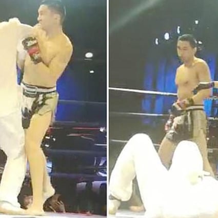 Zhu Chunping is knocked down by Yao Hantian. Photo: Shengshi Yinghao Club