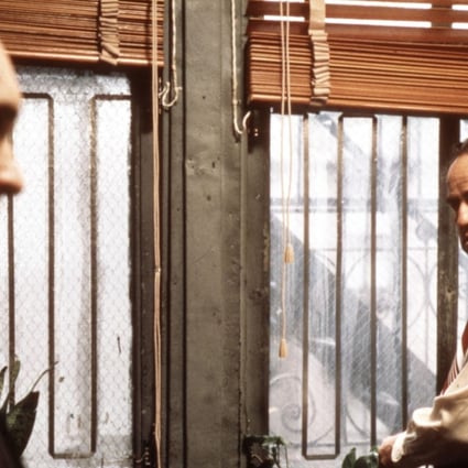 Tom Hagen (Robert Duvall, left) and Don Vito Corleone (Marlon Brando) in a still from The Godfather.