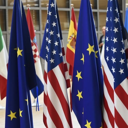China and the EU could end 2018 with almost no positive record of successful cooperation in international organisations, Mathieu Duchatel writes. Pictured: US and European Union flags at EU headquarters in Brussels. Photo: AFP