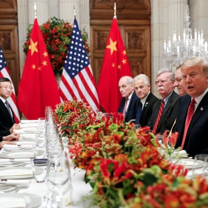Chinese President Xi Jinping (left) and US President Donald Trump (second right) attend a working dinner after the G20 leaders summit in Buenos Aires on Saturday. Photo: Reuters