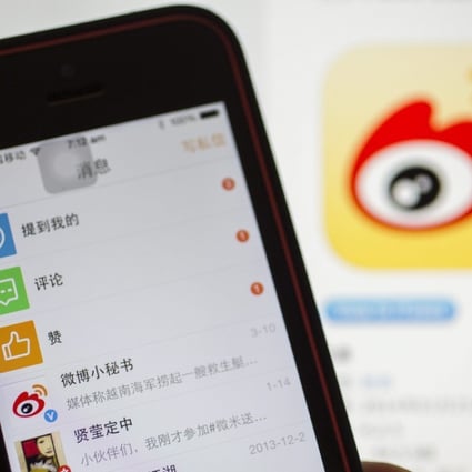 Weibo, which launched in 2009 and has more than 400 million monthly active users, making it the country’s second biggest platform behind Tencent’s WeChat. Photo: EPA