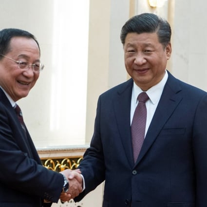 Chinese President Xi Jinping (right) meets North Korean Foreign Minister Ri Yong-ho at the Great Hall of the People in Beijing on Friday. Photo: Reuters