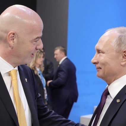 Fifa President Gianni Infantino with Russian President Vladimir Putin at the G20 summit in Buenos Aires, Argentina. Photo: AP