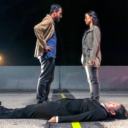 Bront Palarae and Rebecca Lim face off over the body found on the midway point of the Malaysia-Singapore Second Link that connects the two countries, in the Asian version of The Bridge. Picture: HBO Asia