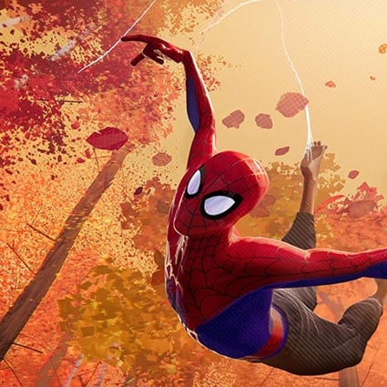 A still from Spider-Man: Into the Spider-Verse (Category IIA), voiced by Shameik Moore, Liev Schreiber, and Nicolas Cage, and directed by Bob Persichetti, Peter Ramsey, and Rodney Rothman.