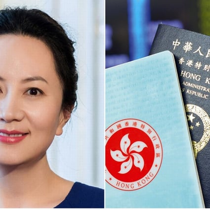 Sabrina Meng was detained in Vancouver and, according to court documents, was in possession of three HKSAR passports. Photo: Handout/ISD