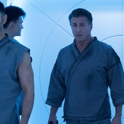 Huang Xiaoming (left) and Sylvester Stallone in Escape Plan 2.