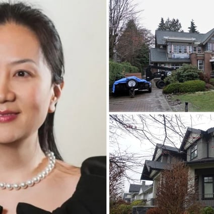 Huawei CFO Sabrina Meng Wanzhou and her two Vancouver homes, which are in the name of husband Liu Xiaozong. The homes in the expensive neighbourhoods of Shaughnessy (top right) and Dunbar (bottom right) are worth C$16.3 million and C$5.6 million respectively. Photos: Ian Young and Huawei handout