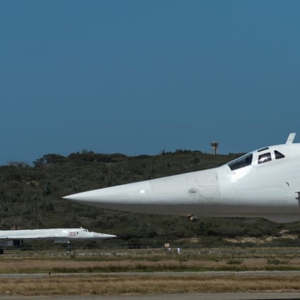 The two Russian Tupolev Tu-160 strategic long-range heavy supersonic bomber aircraft in Venezuela. Photo: AFP