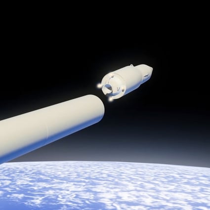 In this video grab provided by RU-RTR Russian television a computer simulation shows the Avangard hypersonic vehicle being released from booster rockets. Graphic: AP
