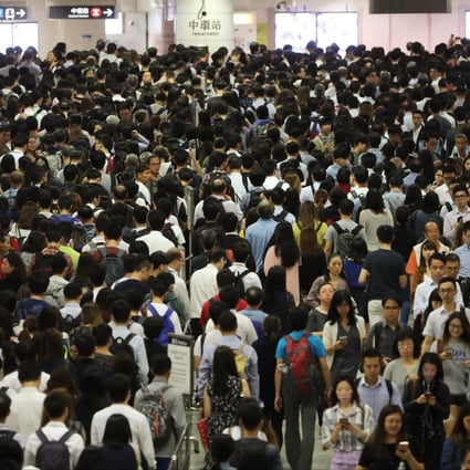 Central MTR station was heavily congested on October 16. Photo: Sam Tsang