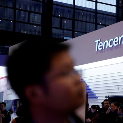 A sign of Tencent is seen during the fourth World Internet Conference in Wuzhen, Zhejiang province, China December 3, 2017. Photo; REUTERS