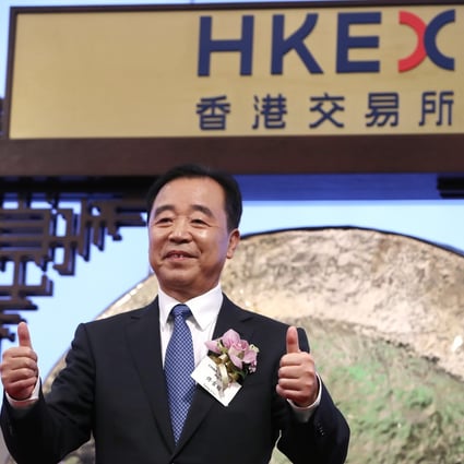 Tong Jilu, chairman of China Tower, attends the company’s listing ceremony at the Hong Kong stock exchange, on August 8. The mobile tower operator’s US$7.5 billion IPO was the largest in the city this year. Photo: Edward Wong