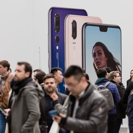 Huawei’s P20 Pro smartphone is unveiled in Paris on March 27. Photo: Bloomberg