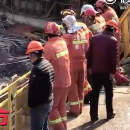 Three workers died when the ground gave way at the construction site. Photo: Weibo