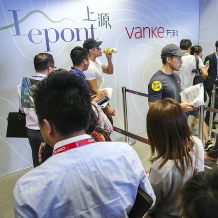 The sales centre for a China Vanke project in Hong Kong. The property developer said contracted sales in December rose by 8 per cent compared with the previous month, capping off a successful year. Photo: Edmond So