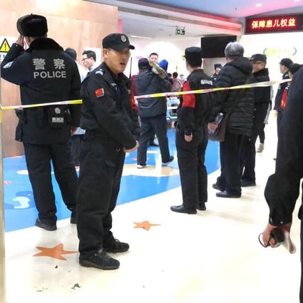 Police at the hospital where the injured children were treated. Photo: Handout