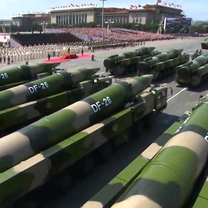The DF-26 ballistic missile was first seen in public at a military parade in 2015. Photo: CCTV