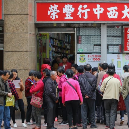 Tourists from mainland China crowd around a store on Bailey Street, in Hung Hom. Photo: Edmond So