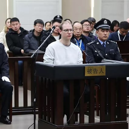 This photo released by the Intermediate Peoples' Court of Dalian on Monday shows Canadian Robert Lloyd Schellenberg during his retrial on drug trafficking charges. Photo: AFP
