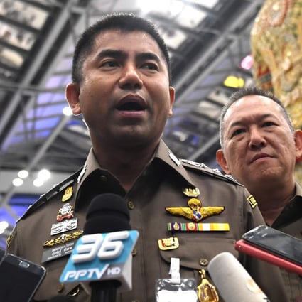 Thai immigration police chief Surachate Hakparn speaks to journalists at Suvarnabhumi airport in Bangkok. Photo: AFP