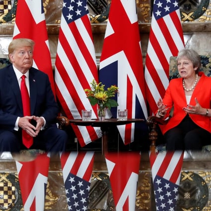 US President Donald Trump and British Prime Minister Theresa May meet at Chequers in Buckinghamshire, Britain, on July 13, 2018. Trump is currently presiding over a government shutdown, while May’s plan for the UK to leave the European Union was voted down in Parliament this week. Photo: Reuters
