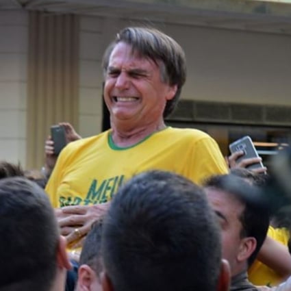 Jair Bolsonaro after being stabbed in the stomach during a campaign rally in Juiz de Fora, Brazil on September 6. Photo: AFP