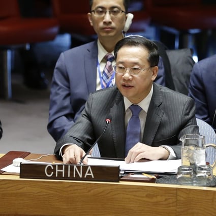 Ma Zhaoxu, centre, the Chinese permanent representative to the United Nations, addressing a Security Council meeting on the situation in Syria at the UN headquarters in New York in January. Photo: Xinhua
