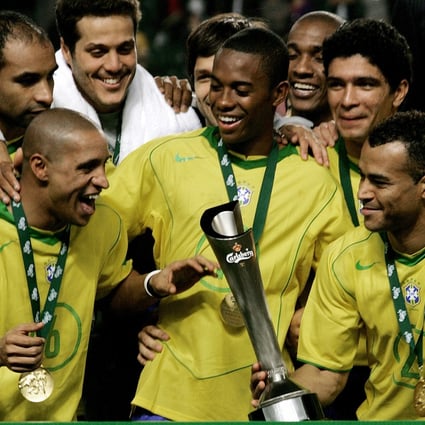 Brazil’s players celebrate after winning the 2005 Carlsberg Cup. Photo: AFP