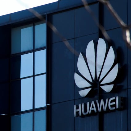 Company logo at the office of Huawei in Beijing. Photo: Reuters