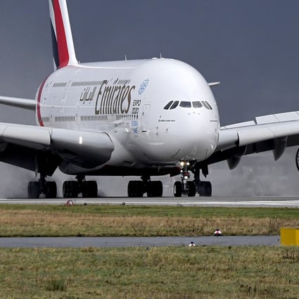 The world’s largest airliner, with two decks of spacious cabins and room for 544 people in standard layout, was designed to challenge Boeing’s legendary 747. File photo: EPA