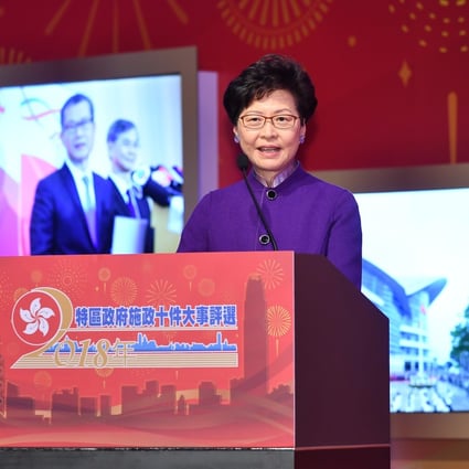 Carrie Lam on Wednesday evening running down the picks for the most important events of 2018. Photo: Handout