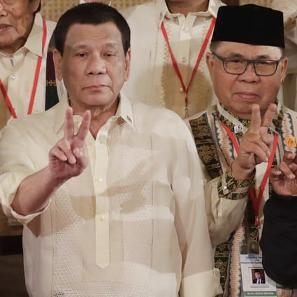 President Rodrigo Duterte attends the oath-taking ceremony for the creation of the Bangsamoro Transition Authority at the Presidential Palace in Manila. Photo: AP
