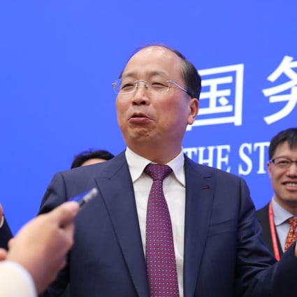 Yi Huiman, new CSRC(China Securities Regulatory Commission) Chairman, talks to media after the presser about the new Hi-tech Board and the pilot IPO registration system at a press conference at the State Council Information Office in Beijing on Wednesday Feb. 27, 2019. Photo: SCMP/Simon Song