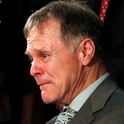 American student Otto Warmbier’s parents Fred and Cindy Warmbier weep during the 2018 State of the Union address as US President Donald Trump talks about the death of their son after his arrest in North Korea. But they are now blasting Trump’s “lavish praise” of North Korean leader Kim Jong-un. Photo: Reuters