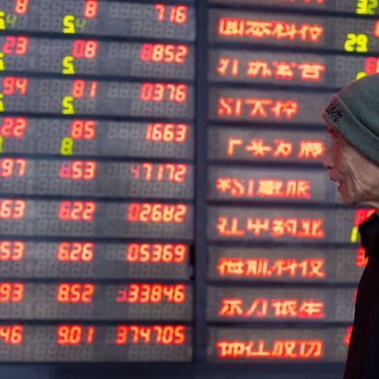 An investor checks out stock prices in Nanjing on March 4, 2019. In China, red signals gains. Photo: Xinhua