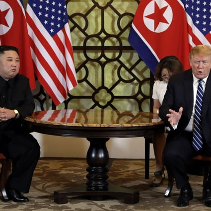 North Korean leader Kim Jong-un and US President Donald Trump in Hanoi, Vietnam, last month. Photo: AP