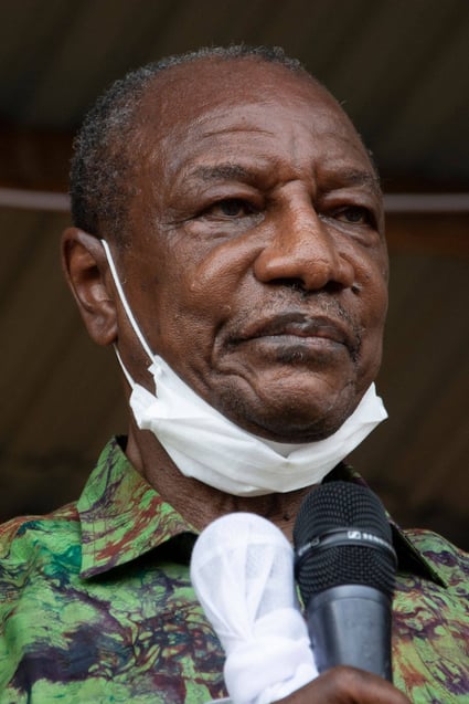 Guinea President Alpha Conde addresses his supporters during a campaign rally in Kissidougou in October 2020. Photo: AFP