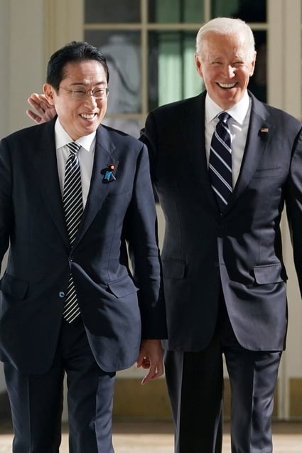 Joe Biden and Fumio Kishida at the White House on Friday. Photo: Reuters 