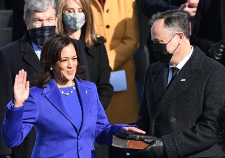Kamala Harris is sworn in as the 49th Vice President of the United States, in Washington, on January 20. Photo: AFP