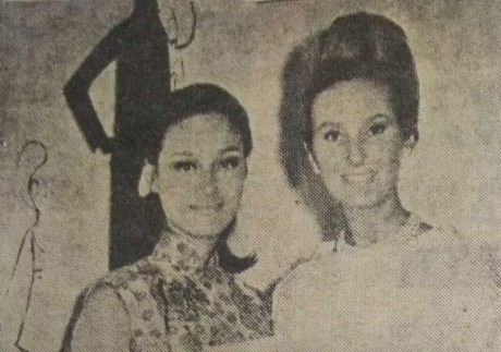 June Dally-Watkins (right) with Elly Lee, the winner of the June Dally-Watkins Modelling Scholarship Award, in April 1967. Photo: Handout 