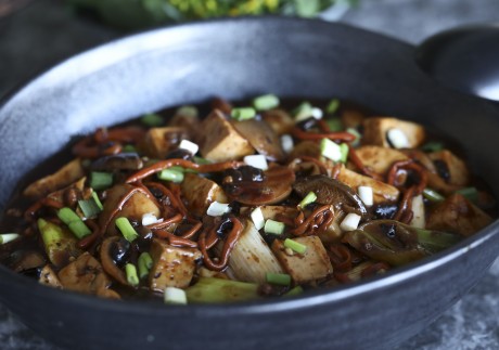 A meat-free mapo tofu - mushrooms add plenty of texture and bean curd provides the protein. Photo: Jonathan Wong