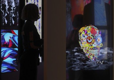 A NFT art installation titled MetaSkull, by Jacky Tsai, is displayed during Hong Kong’s 2022 Digital Art Fair. Photo: Yik Yeung-man