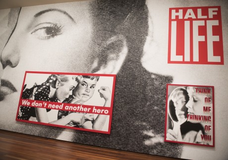 Works by American artist Barbara Kruger on display at the National Gallery of Art - East Building in Washington on September 27, 2016. Photo: Getty Images