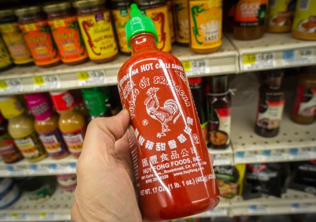 A bottle of Huy Fong’s famed hot sauce in the Asian food section of a New York supermarket. Photo: Alamy